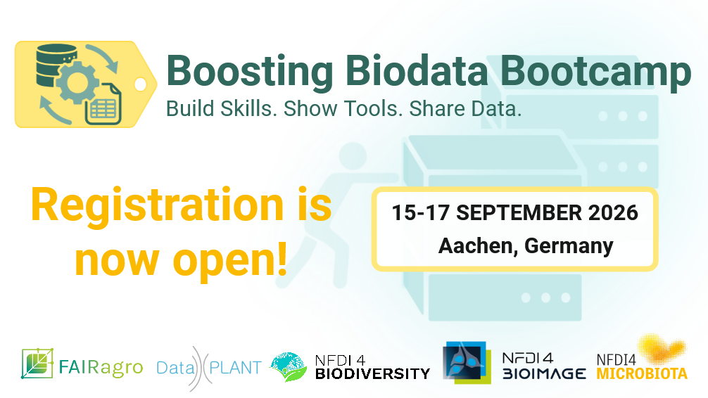 Save the Date for 15-17th September 2026 and join the the Boosting Biodata Bootcamp conference to learn more about FAIR-compliant resources and tools to deal with biological data and metadata for different Life Science domains with training and hands-on examples.
